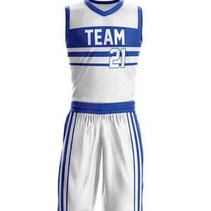 100% Cotton Men's Basketball Uniform Sets Spring/Summer Sublimation Printing Breathable Fabric Drawstring Closure Custom Team - Product Image 2