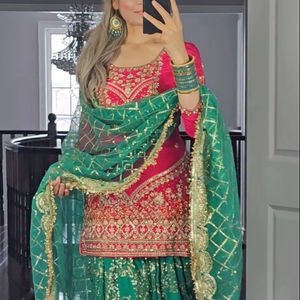 ชุดปาร์ตี้ georgette ชุดปาร์ตี้ dhoti salwar สำหรับฤดูหนาวฤดูร้อนเสื้อแขนปักเลื่อม5มม. สง่างาม - Product Image 1