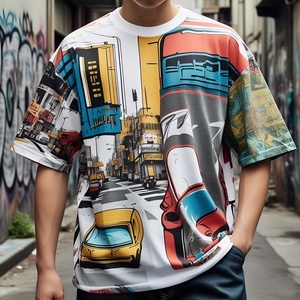 Boxy Hip Hop 250 Gsm Drop Graphic Heavyweight <b>Tshirts</b> Luxury Blank Heavy Cotton Custom 100% cotton T-shirt for men loose fit - Product Image 2