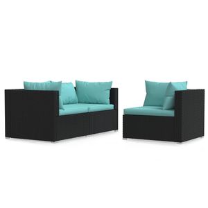 Conjunto de Muebles de Jardín Negros con Cojines Color Agua - Product Image 2
