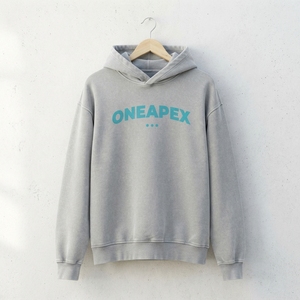 เสื้อฮู้ดสีเทา OneApex สำหรับผู้ชาย ผ้าฝ้ายเฟรนช์เทอร์รี่ สวมใส่สบาย มีกระเป๋าหน้าและลายพิมพ์โลโก้ เหมาะสำหรับใส่ในฤดูใบไม้ร่วง - Product Image 3