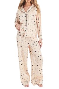 Conjunto de Pijama de Dos Piezas de Seda Helada para Mujer, Manga Larga, Estampado, Tejido, con Logo Frontal, Lavable a Máquina, para Primavera - Product Image 2