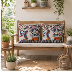 Handmade Kashmiri Embroidered Boho Home Square Cushion Cover Zip Closure Eco-Friendly Cotton Linen Durable - Product Image 4