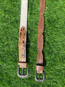 Cinturones hechos a mano de lujo Cinturón de cuero de vaca genuino de vaquero occidental con diseño de pelo Fabricante y mayorista - Product Image 3