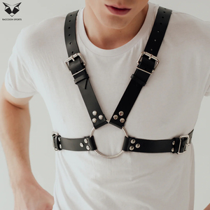 Nuevo Cinturón de Cuero Estilo Punk Rock con Cadenas Colgantes y Anillo en O, Arnés Corporal, Accesorios para Festivales y Raves para Adultos - Product Image 3