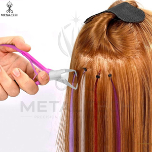 Pince à épiler pour extensions de cheveux en acier inoxydable rose réutilisable, double usage, efficace, légère et durable, METAL TECH - Product Image 5