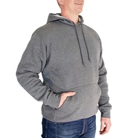 Sudadera con Capucha Gris para Hombre, Talla Grande, 100% Algodón, Felpa Francesa, Estilo Casual, Color Sólido, Diseño con Bolsillo, Ropa de Otoño ODI
