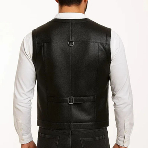 Gilet en cuir pour homme, en cuir de vache véritable, gilet de motard, veste sans manches, gilet personnalisé, logo OEM, fournisseur en gros - Product Image 6