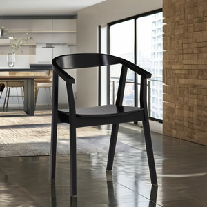 Chaise de salle à manger en bois massif de haute qualité avec finition noire, chaise d'appoint durable pour projets résidentiels, salle à manger et mobilier de maison - Product Image 1