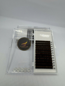 ถาดขนตาปลอมแบบเส้นต่อเส้น สีดำด้าน ทำมือ 12 16 เส้น  แบบ CC DD M L Curl ขนตาเกาหลี PBT ธรรมชาติ  รับต่อขนตา  โลโก้สั่งทำได้  OEM - Product Image 2