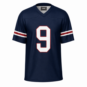 Wholesale <b>Men's</b> Black American Football Jersey V-Neck Short Sleeve Number 9 Heat-Transfer Printed Breathable Polyester Front - Product Image 3