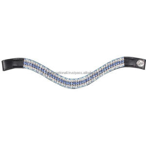 Produits de selle équestre de course de chevaux faits à la main toutes les formes en cuir véritable bande de front de cheval avec chaîne de strass de cristaux de 5 rangées - Product Image 4