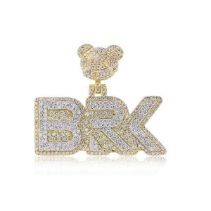Collar de Lujo con Letra BRK en Oro con Incrustaciones de Moissanita, Estilo Hip Hop, con Diamantes VVS, Joyería Personalizada para Hombre - Product Image 4