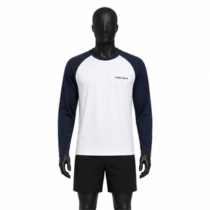Custom Logo Men <b>Raglan</b> Long Sleeve T-Shirt Moisture Wicking Athletic Sports Wear Contrast Color Baseball Shirt Quick Dry <b>Top</b> - Product Image 1