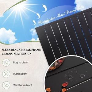 Tavolo da Esterno in Metallo Nero 19x19 Pollici con Piedini Regolabili, Quadrato, Resistente alle Intemperie, Modello D0100XUZUK7 - Product Image 4