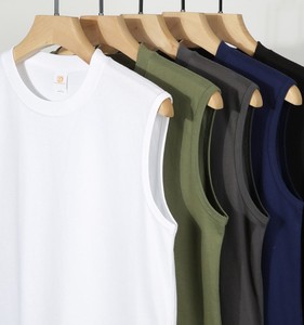 Camiseta de Hombre sin Mangas, 100% Algodón, Lisa, Teñida, Negra, de Alta Calidad, Estilo Urbano, con Diseño Frontal, Venta al Por Mayor - Product Image 4