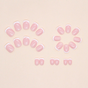 Ongles à presser personnalisés en ABS français, forme amande, couvrance totale, pré-dessinés, rose doux, courts, pour filles, 24 pièces, avec colle - Product Image 4