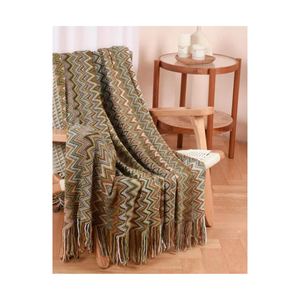 Plaid tissé beige naturel pour canapé et fauteuil, texture décorative pour la maison, bordure à franges, taille et couleur personnalisables, OEM ODM, doux, confortable et chaud - Product Image 5