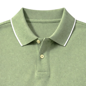 Camiseta Polo Lisa en Verde Salvia con Ribete Blanco, Bordado de Logotipo Personalizado, Proveedor de Fábrica al por Mayor - Product Image 4