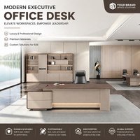 Achetez un système de mobilier en forme de L, table de direction de luxe, bureau de président, bureau de patron avec rangement latéral intégré
