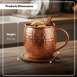 แก้วน้ำทองแดงตีลาย - Product Image 2