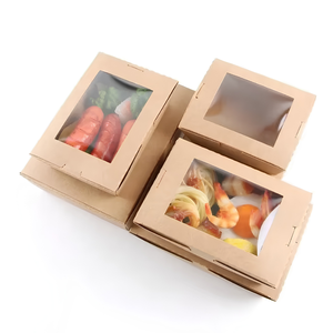 Caja de Papel Kraft Impresa Personalizada para Llevar Comida, con Ventana Transparente, Resistente al Aceite, Fabricante de Envases para Alimentos - Product Image 3