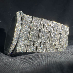 Reloj de Lujo para Hombre, Cuadrado, de Cuarzo, Acero Inoxidable, con Cristal, Moissanita, Diamantes, Analógico, para Negocios, Resistente al Agua 5BAR - Product Image 1