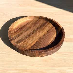 Round <b>Walnut</b> Serving Tray Handmade Wooden Tray Breakfast Tray Coffee <b>Table</b> Tray Solid <b>Walnut</b> Kitchen Tray - Product Image 3
