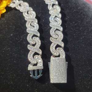 Cadena Cubana de Plata 925 con Incrustaciones de Moissanita de 14MM, Estilo Hip Hop, Chapada en Rodio/Oro/Oro Rosa - Product Image 3