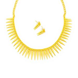 Conjunto de Collar con Cadena Floral Chapada en Oro y Dijes Colgantes |   Joyería Ligera para Mujer al por Mayor Modelo n.° 23087 - Product Image 1