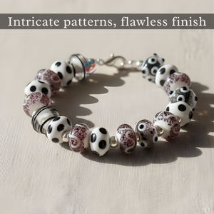 Perles en verre soufflé noir et blanc 18 mm Rondelle |   Fabrication de bijoux artisanaux, artisanat DIY |   Fil de 8 pouces EXCEL EXPORTS - Product Image 4