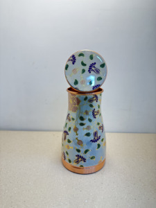 Premium Printed Pure Copper Bedside Water Carafe Jar 950ml Gold Foil Floral Pattern <b>Pot</b> Luxury Meenakari Metal Drinkware <b>Set</b> - Product Image 3