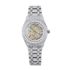 Reloj Mecánico de Lujo para Hombre, de Acero Inoxidable, con Bisel con Incrustaciones de Diamantes y Esfera Esqueletizada, Pantalla Analógica - Product Image 2