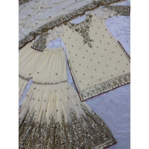 Ensemble de costume Sharara & Dupatta pour femme avec broderie et paillettes - Product Image 2