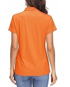 Camisetas Polo Personalizables de Color Naranja para Mujer, Estilo Holgado, de Algodón y Spandex, Ropa Urbana, Camisetas Polo Extra Grandes para Chicas, Transpirables - Product Image 3