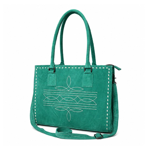 Premium Embroidered Leather Tote Shoulder Bag Women <b>Medium</b> <b>Handbag</b> Single Strap Adjustable Crossbody Strap Elegant Eco-Friendly - Product Image 1