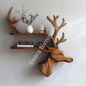 Handcrafted Deer Shaped <b>Solid</b> <b>Wood</b> Bookshelf Creative Animal Design Decorative Floor Display Rack - Product Image 5