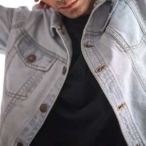 OEM <b>Custom</b> Made High Quality Men's <b>Jacket</b> Breathable Cotton <b>Denim</b> Sustainable Fabric Casual for Winter Direct Wholesale Pakistan - Product Image 4