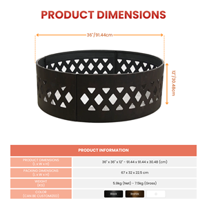 เตาไฟเหล็กกลางแจ้ง เตาแคมป์ไฟ เตาบาร์บีคิว ตกแต่งด้วยเลเซอร์คัท สำหรับสนามหลังบ้าน ขายส่ง FR007 - Product Image 2