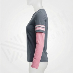 T-shirt 2-en-1 surdimensionné à manches longues pour homme, 100 % coton, couleur personnalisée, style vintage, double couche, mode été - Product Image 3