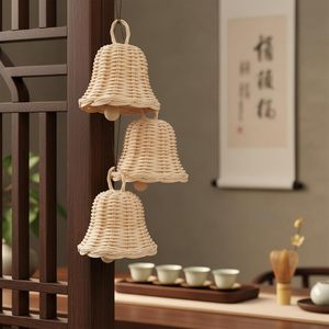Natural holiday decor bell weave rattan <b>christmas</b> ornament bells for hanging trees & wreaths - Product Image 6