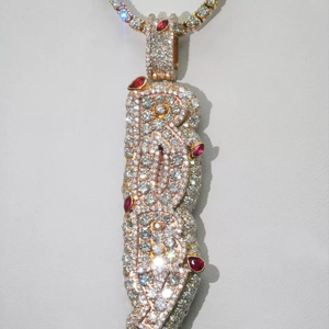 Colgante Largo de Plata de Ley 925 con Nombre Personalizado y Letra de Moissanita, Estilo Hip Hop, Colgantes de Moissanita con Incrustaciones, Dijes Verticales - Product Image 2