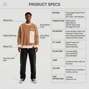 Sweat-shirt à col rond en molleton épais pour homme, manches raglan, intérieur brossé, tissu extensible - 400-450 g/m², coupe structurée - Product Image 5