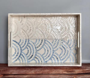 Bandeja de servicio cuadrada Bandeja de servicio de nácar tradicional Bandeja decorativa de forma cuadrada de la mejor calidad - Product Image 1