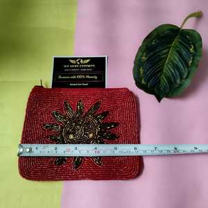 Handcrafted Beaded Coin Purse Red Sun Flower Zipper Wallet Cute <b>Small</b> Women Cosmetic <b>Bag</b> Party Gift <b>Small</b> Lipstick Makeup <b>bag</b> - Product Image 3