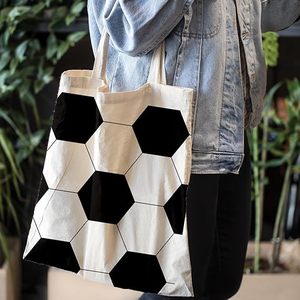 Football Soccer <b>Tote</b> Bag Custom Logo <b>Canvas</b> Carry Bag Reusable Lightweight Durable Shopping Gym Travel Accessory - Product Image 3