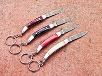 Couteau de poche pliant haut de gamme en acier à haute teneur en carbone avec manche en bois, porte-clés DIY, couteau de camping, OEM, EDC, vente en gros, livraison directe, anneau