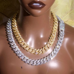 สร้อยคอแบบ Cuban Link ขนาด 18 มม. ประดับเพชร Moissanite สีเงิน สำหรับผู้ชาย สไตล์ฮิปฮอป แร็ปเปอร์ - Product Image 2