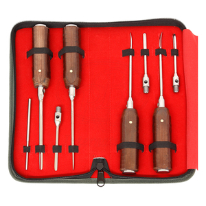 Kit d'outils dentaires : Élévateurs à dents de loup (incisives), ensemble de 12 pièces en acier inoxydable avec poignées en fibre et étui à fermeture éclair - Product Image 4