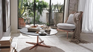 Table basse ronde en marbre foncé de luxe, design nordique, pour la maison et les hôtels. - Product Image 3